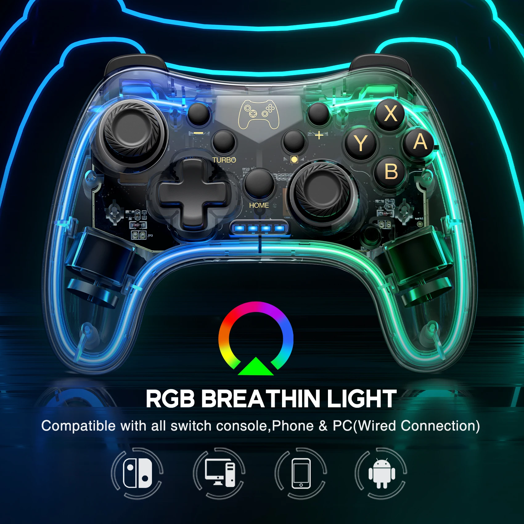 BEBONCOOL Q282 Hall Sensor Gamepad Wireless RGB Pro Controller, Compatible  with Nintendo Switch Lite/Switch Oled/PC/iOS/Android - AliExpress