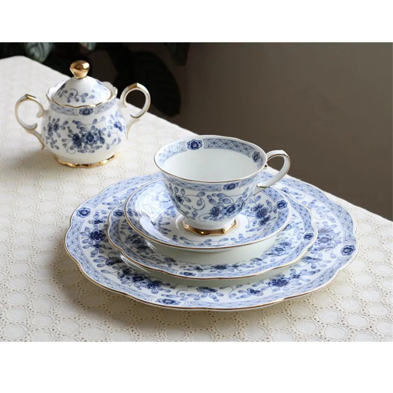 

Japanese Blue And White Porcelain Coffeeware Coffeepot Sugar Bowl Creamer Dinner Plates Dessert Tray Afternoon Tea Cup Saucers