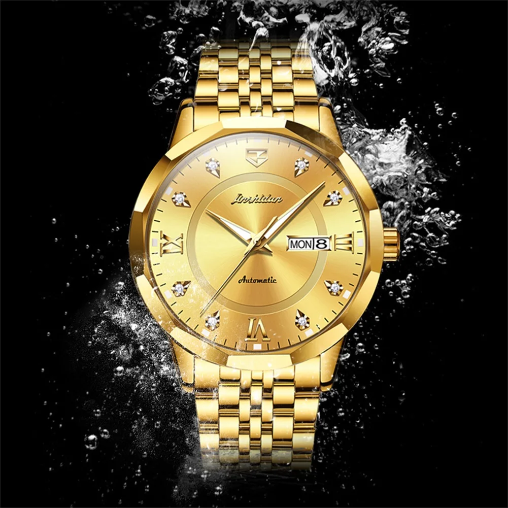 jsdun 8948 business automatic men's watches luxury roman scale diamond 50m waterproof luminous stainless steel mechanical watch JSDUN 8948 Business Automatic Men's Watches Luxury Roman Scale Diamond 50M Waterproof Luminous Stainless Steel Mechanical Watch 5