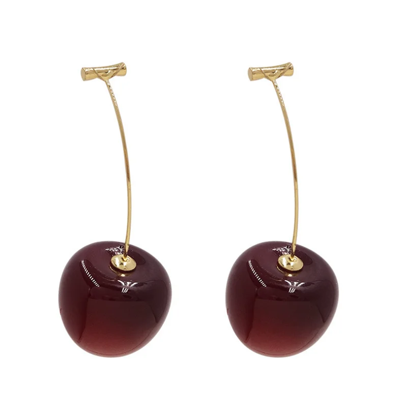 Cute Cherry Fruit Acrylic Earrings Fashionable Resin