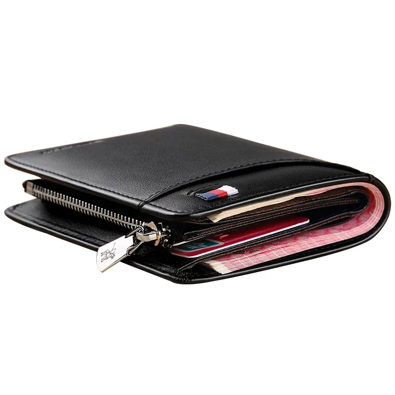 Men Short Wallet Luxury Genuine Leather Wallet For Men Women Purse Standard Card Holders High Quality Zipper Wallets 5