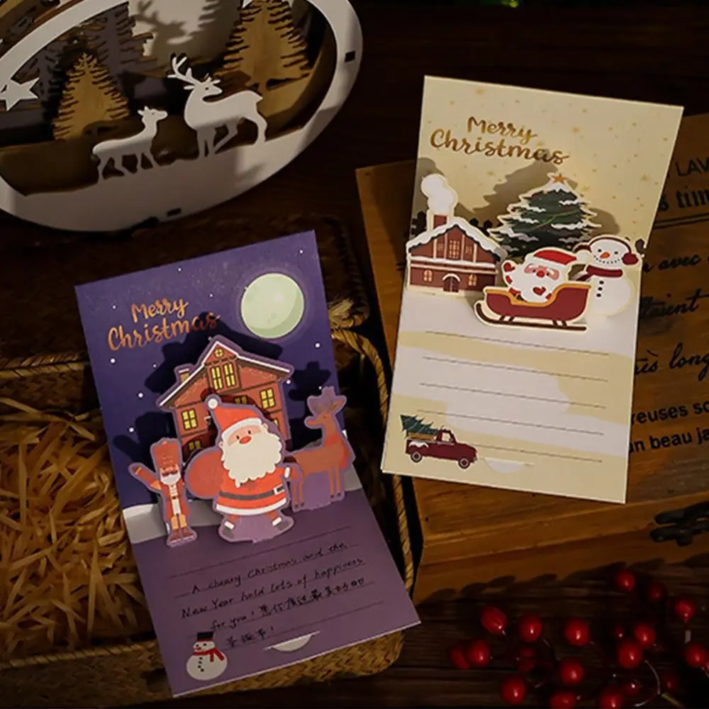 Kézírás Megboldogult karácsonyi 3D kártyák Meghívó Állásából elbocsát mag Új Év Köszönés kártyák Áldás karácsonyi Fa karácsonyi pop-up kártyák