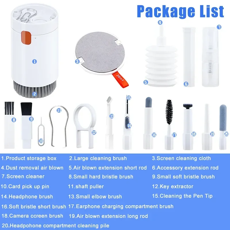20-in-1 Cleaner Kit Earphones Cleaning Pen Screen Cleaning Tools Computer Keyboard Brush Keycap Puller Multifunctional Brush Kit 2