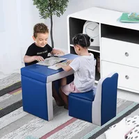 Kids Sofa Set 2-in-1 Multi-Functional Toddler Table Chair Set 2 Seat Couch Storage Box Soft Sturdy ，15.75"D x 31.5"W x 19.75"H 2