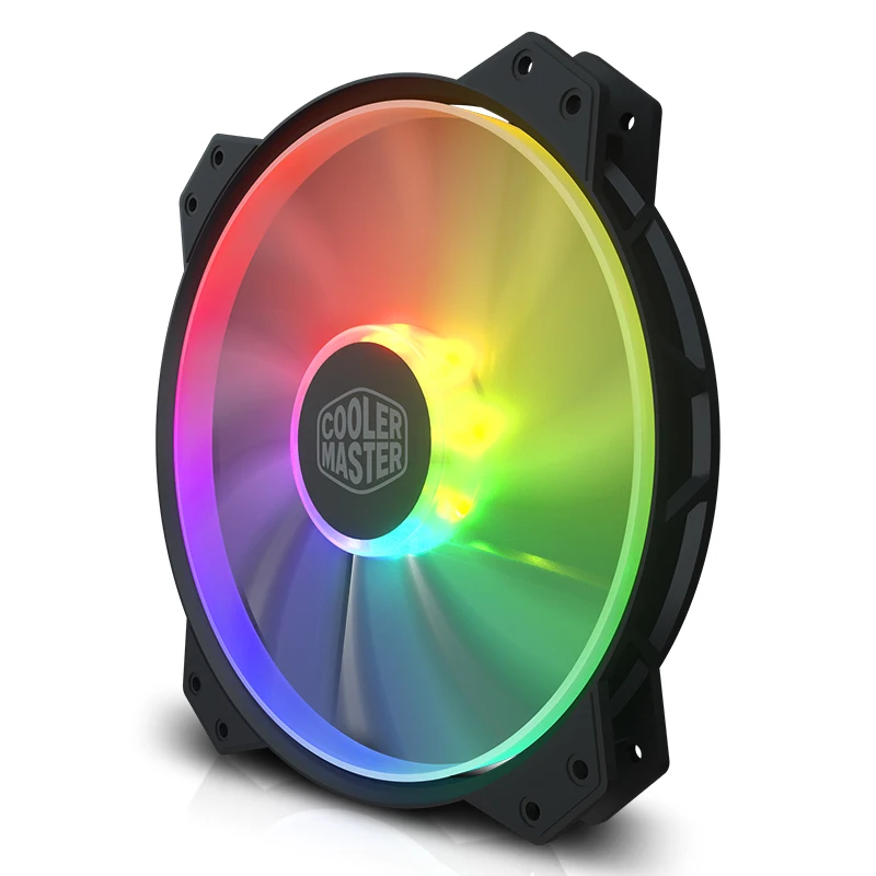 쿨러 마스터 컴퓨터 케이스 교체 팬, CPU 수냉식 라디에이터 무소음 팬, 컴퓨터 호스트 팬, MF200 ARGB 20cm RGB 5V, 3 핀