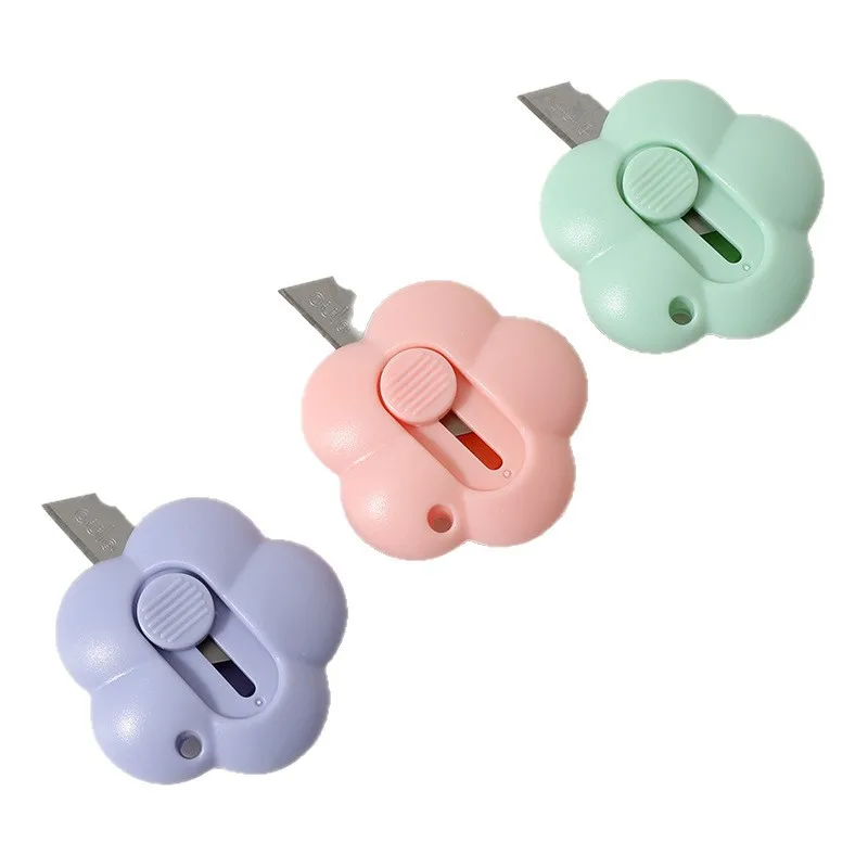 귀여운 꽃무늬 아트 유틸리티 나이프 카와이 미니 휴대용 종이 커터 안전 학생용 공예 절단 도구 꽃무늬 디자인 문구류