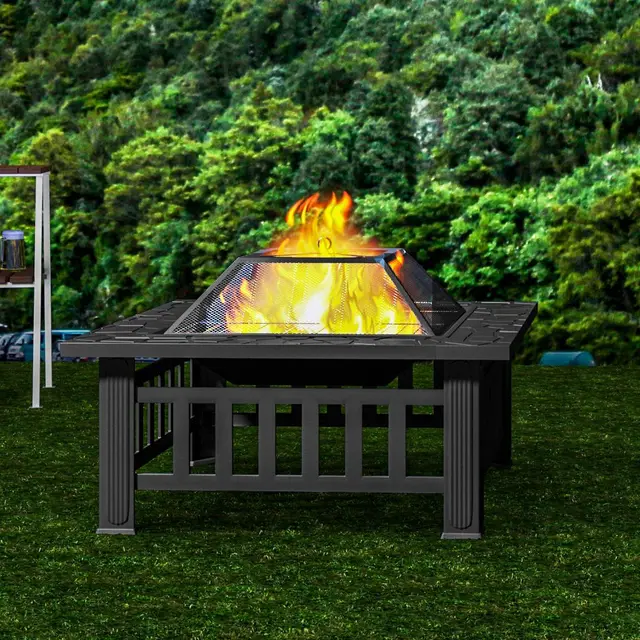81X81X45Cm Tűz Tál Szikravédelemmel Grill Rács Pit A Kerti Teraszhoz Bbq Téli Nyári Kemping