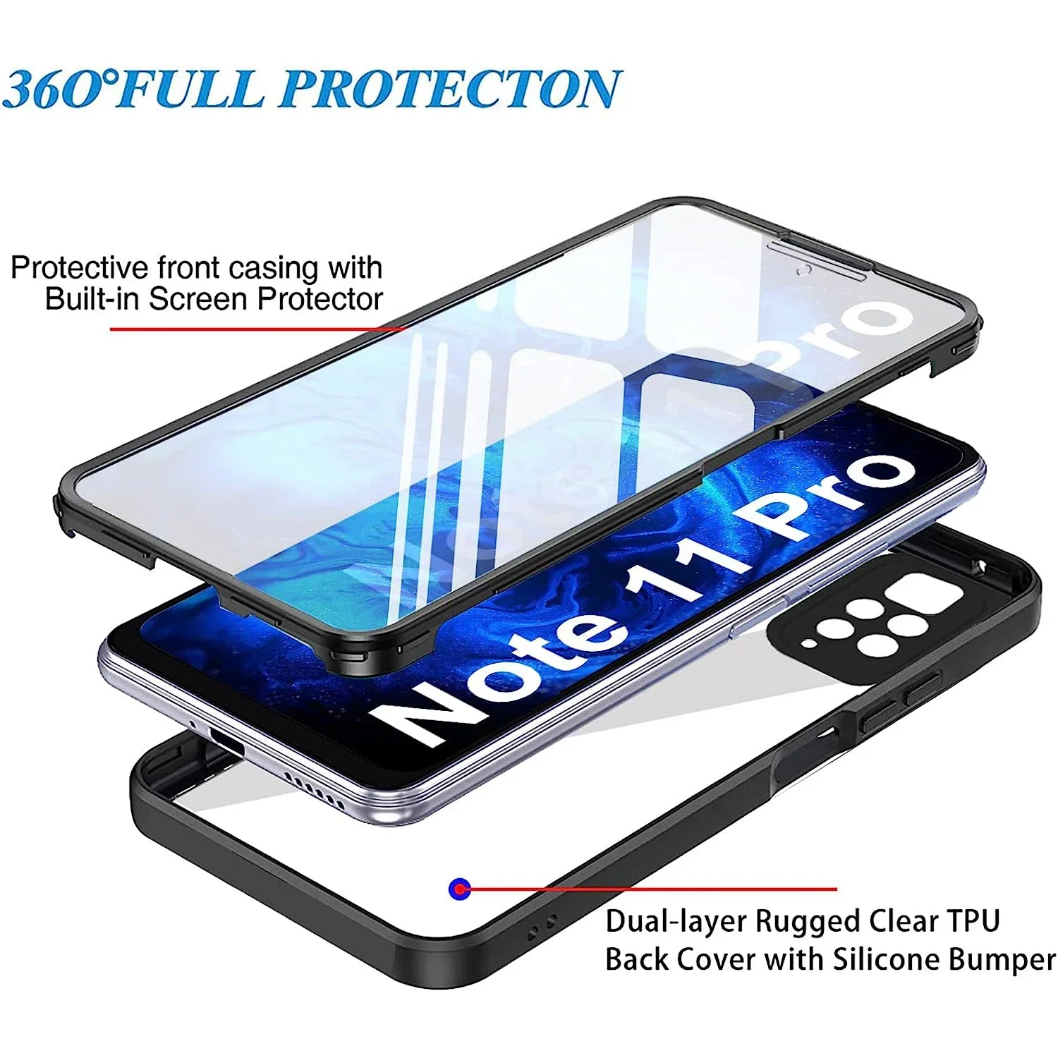 360° Full Body Transparent Shockproof Screen Protector Case