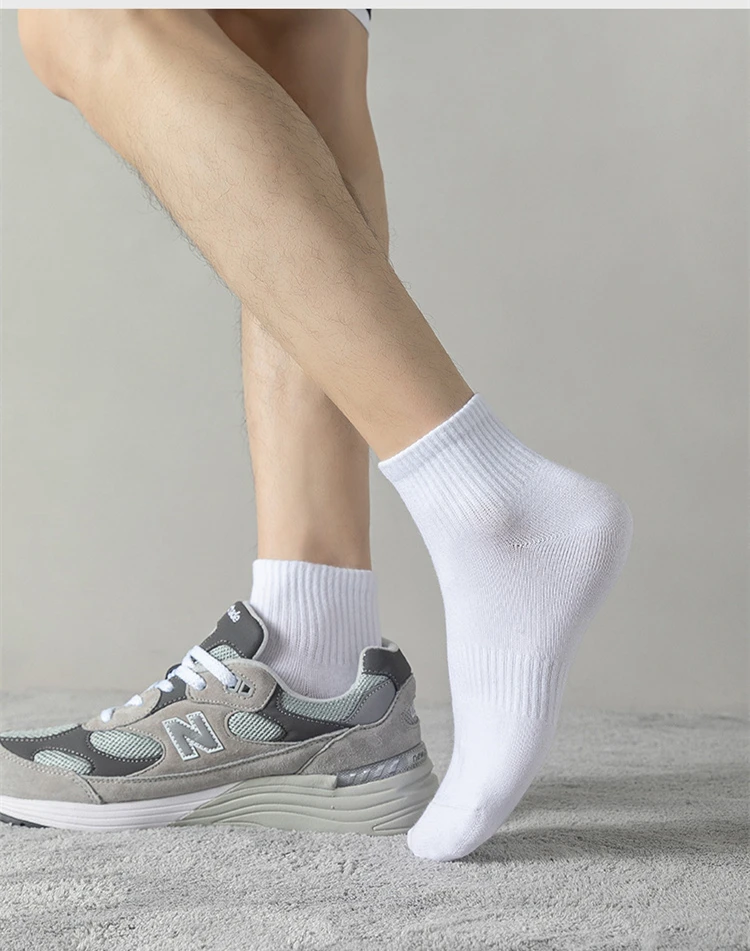 5 Paare/los Weiche Baumwolle männer Socken Frühling Herbst Schwarz Weiß Absorption frauen Boot Socken Anti-Geruch Atmungsaktive sport Socken – Detail 6