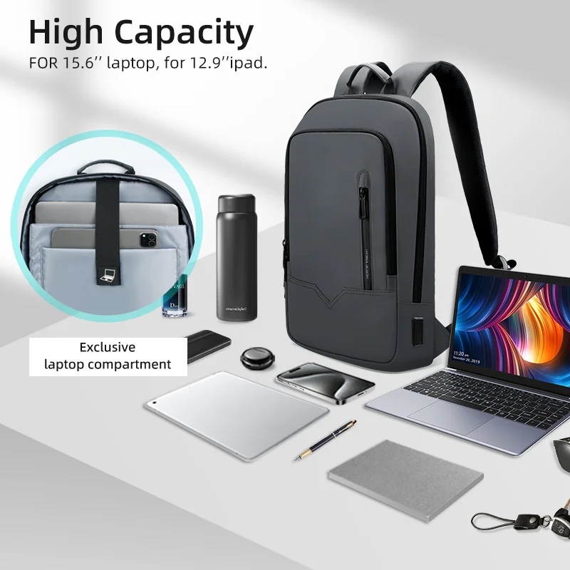 HcanKcan Business Man Backpack Waterproof15.6" Laptop Casual Bag Multifunction Fashion Travel pack Slim Teenager Pack School USB 4