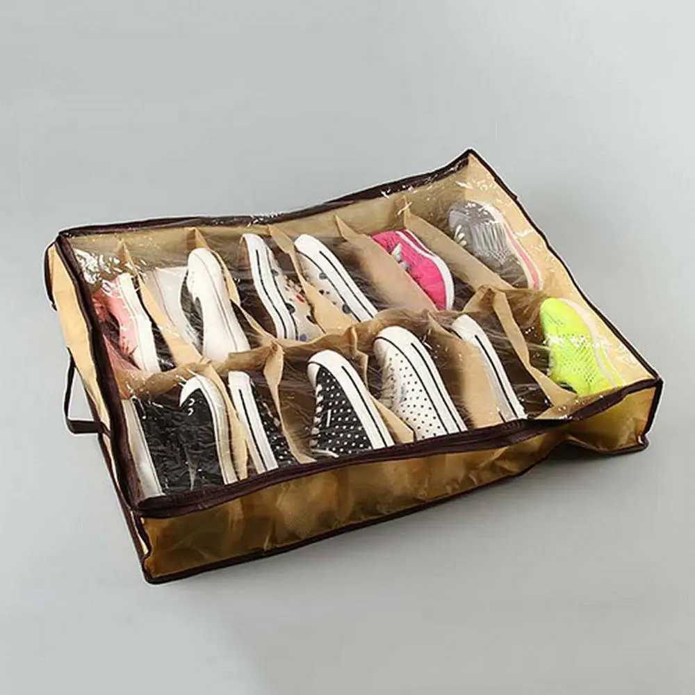 1 Piece Under Bed Shoe Storage Organizer, can accommodate 12 pairs of shoes, with transparent window, breathable, foldable 2