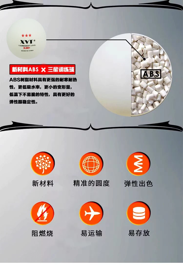 Description Picture 4 of itemXVT 3 Star X 40+ Seamed Long Life Hard feeling Table tennis ball Tournament Level ping pong ball 100pcs/bag