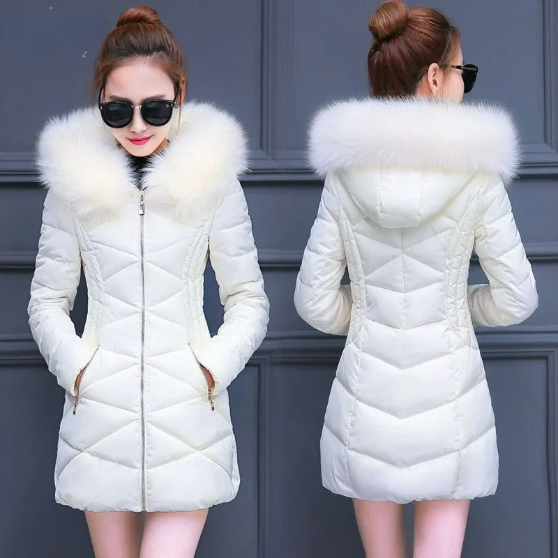 2023 New Women Cotton Coat Winter Jacket Female Loose Large Size Parkas Artificial Fur Collar HoodedOutwear  Warm Thick Overcoat
