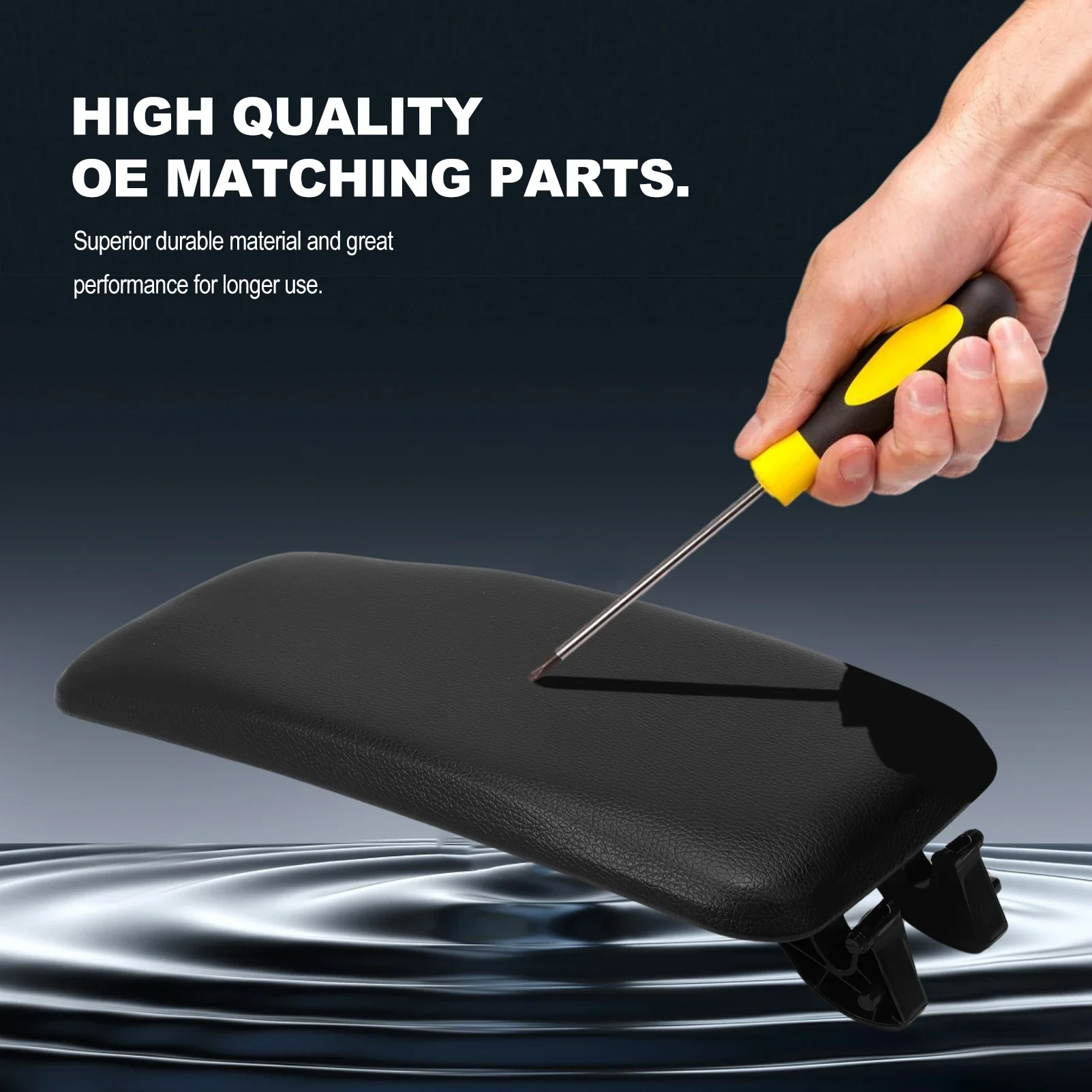 Luxurious Black Leather Center Console Armrest Cover