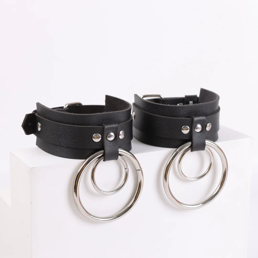 Knöchelgürtel Schwarz O-Ring Knöchel Punk Leder Feder Fußkettchen Herren Damen Legierung Anhänger Zubehör YK2 Knöchelgürtel – Detail 11