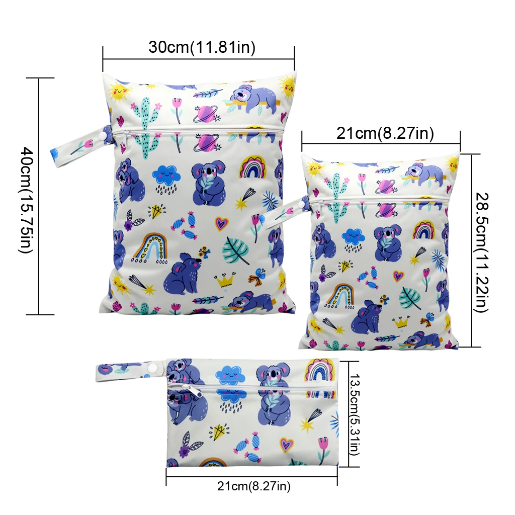 3pcs Set Wetbag Waterproof PUL Nappy Dry Bag for Diapers Inserts Mini Fashion Wet Diaper Bag Portable Storage mini wet bag