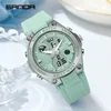SANDA 6067 Sports Chronograph Lady Quartz Wristwatch Waterproof Female Girl LED G Style Digital Watch for Women Electronic Clock