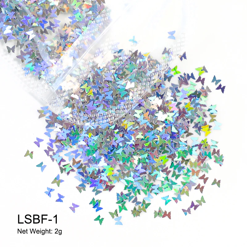 Holographische Laser Schmetterling Nagel Aufkleber Nägel Kunst Glitter Bunte Pailletten Dekorationen 3D Sparkly Flakes Maniküre DIY Liefert – Detail 7