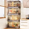 Double-door Kitchen Cabinet Home Kitchen Furniture Multi-functional Folding Storage Cabinet Living Room Snack Storage Box T 1