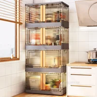 Double-door Kitchen Cabinet Home Kitchen Furniture Multi-functional Folding Storage Cabinet Living Room Snack Storage Box T 1