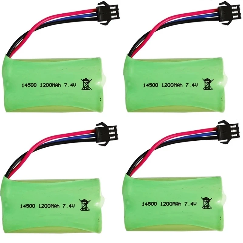

7.4V 1200mah Li-ion Battery 14500 for Electric Toys Water Bullet Gun 7.4v 2s Battery For RC toys Cars Tanks Robots SM-3P