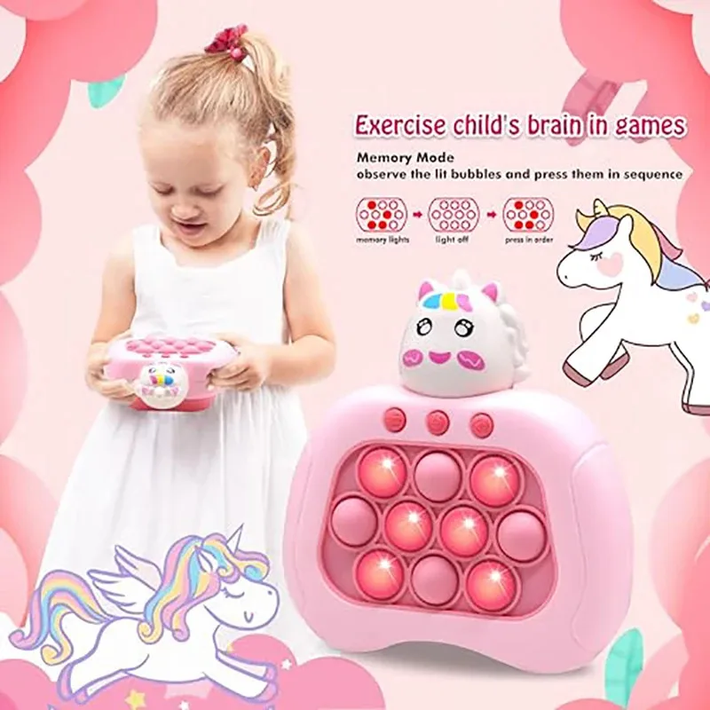 Light-Up Quick Push Pop Bubble Game Controller - Handheld Fidget Toy