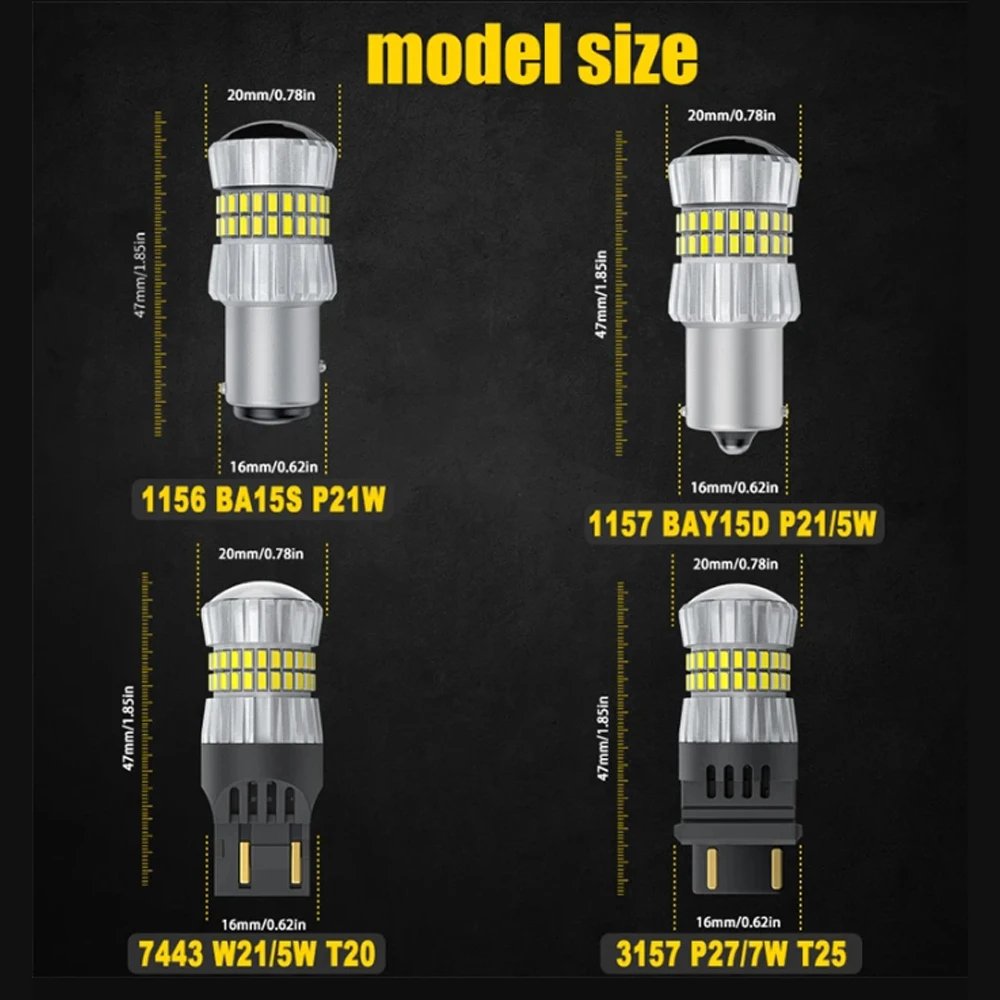 AILEO 7443 W21/5W LED P21W 1157 P21/5W 7440 3156 DRL 극ũ   , 6000K  ȣ  5014SMD, 2 