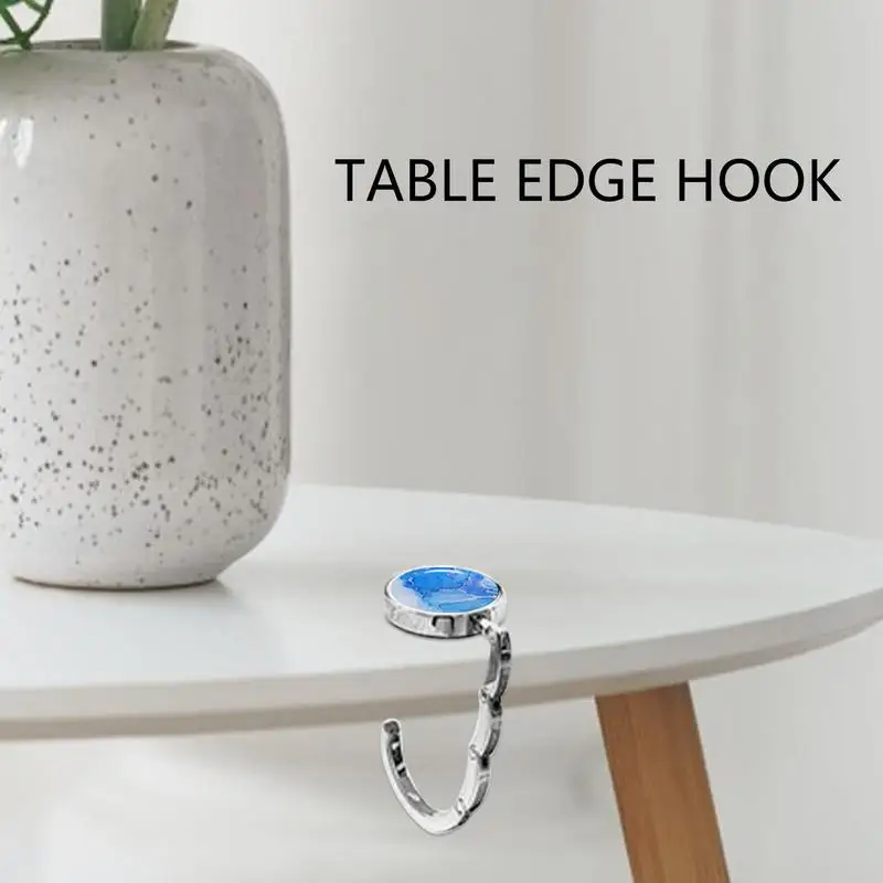 1Pc Round Folding Table Edge Hook Vintage Foldable Purse Bag Hanger Handbag Hook Holder  For Indoor Outdoor Table Use 5