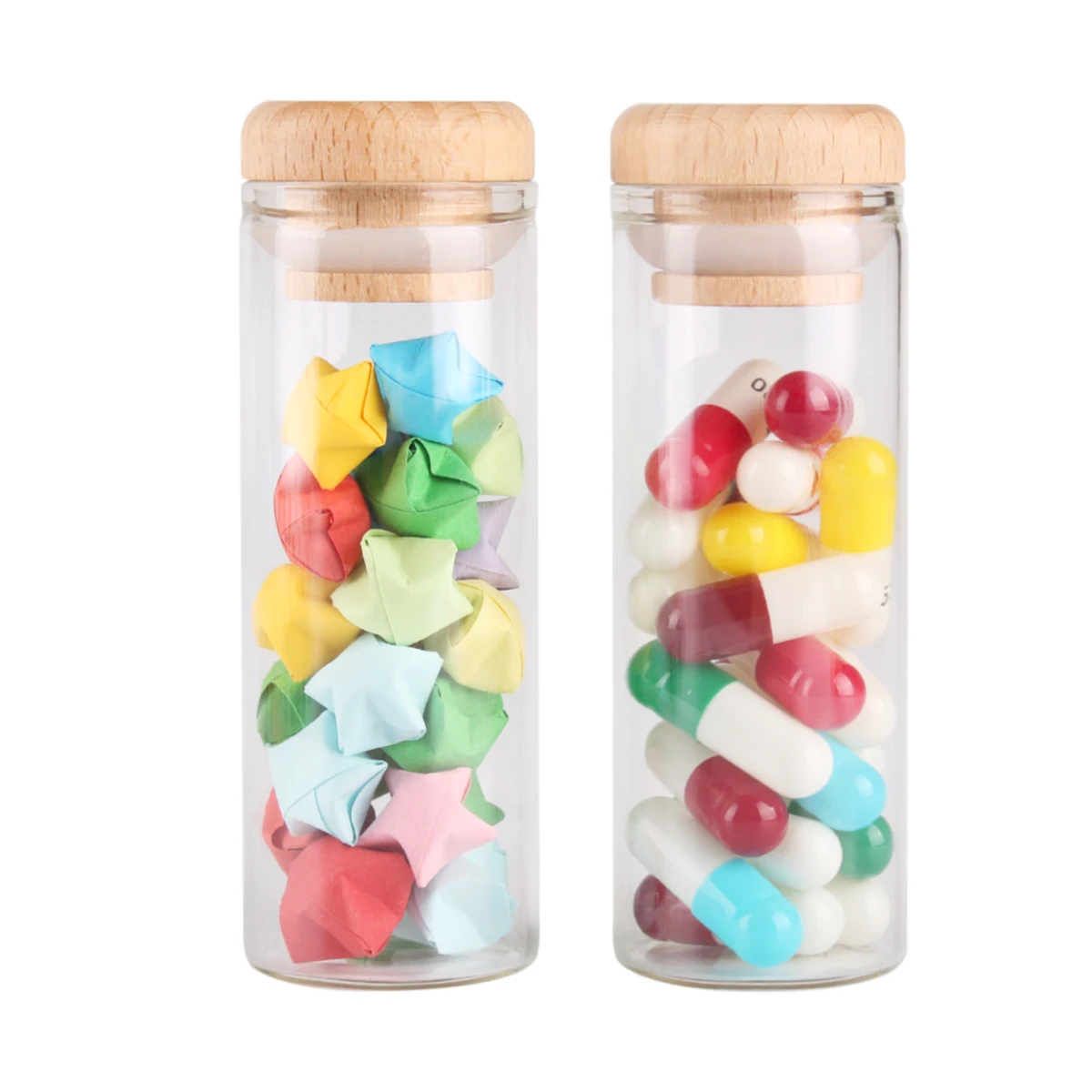 12 pieces/lot 10ml 15ml 20ml 25ml 30ml 40ml 45ml 50ml 60ml Glass Bottles with Solid Wood Caps Spice Jars Vessels DIY Art Crafts 5