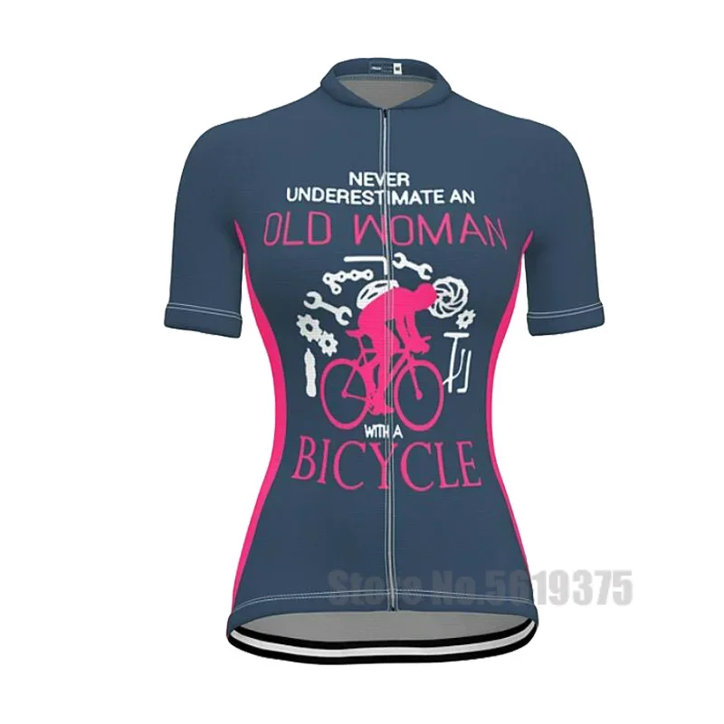Old Woman Cycling Jersey Short Sleeve Summer Bike Wear Clothing Breathable MTB Jersey