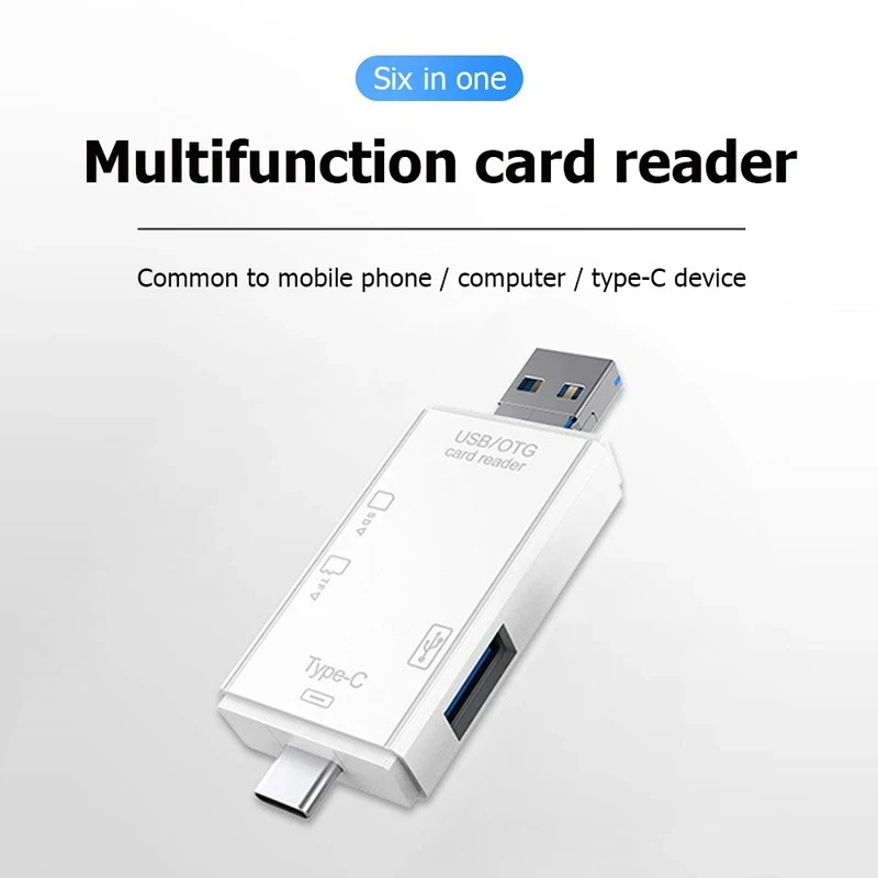 6 in 1 USB/마이크로 USB/타입 C to SD TF 카드 어댑터 OTG SD/TF 카드 리더 USB 3.0 USB C 카드 리더 노트북 PC 액세서리