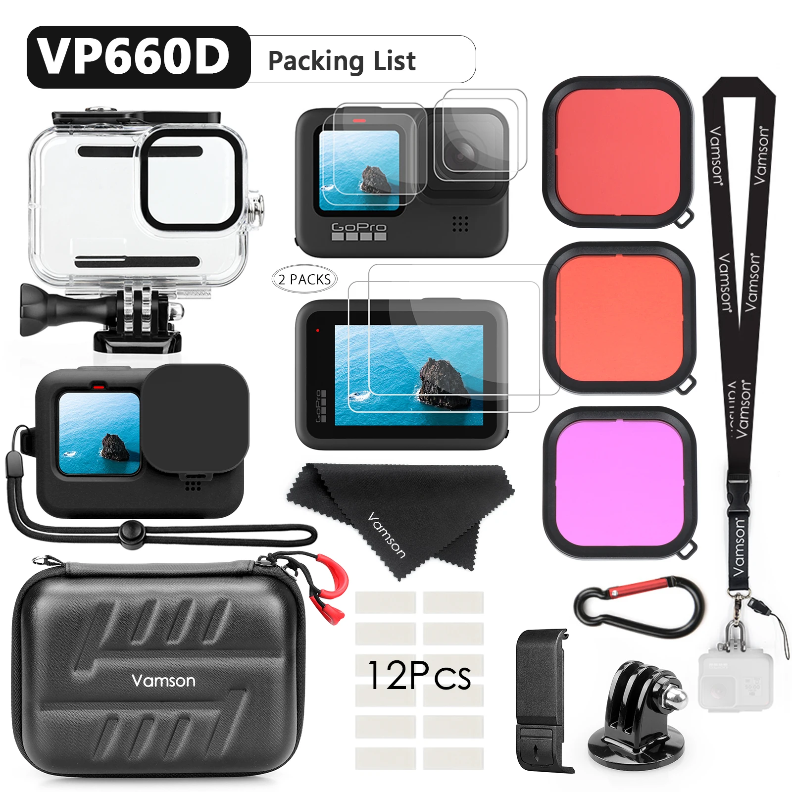 Boîtier étanche pour Gopro Hero 10 9 Noir Plongée Protection Plongée  Sous-marine Housse de plongée pour Go Pro 9 Accessoires Vp660