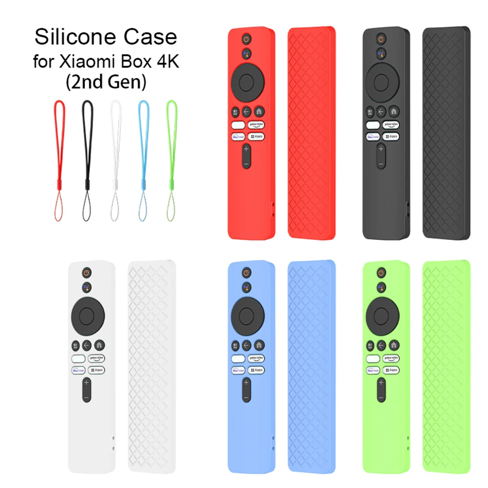 Drop-Proof Shell Silicone Remote Control Cover Protector with Lanyard Shockproof Accessories for Xiaomi 4K TV MiBoX 2nd Gen