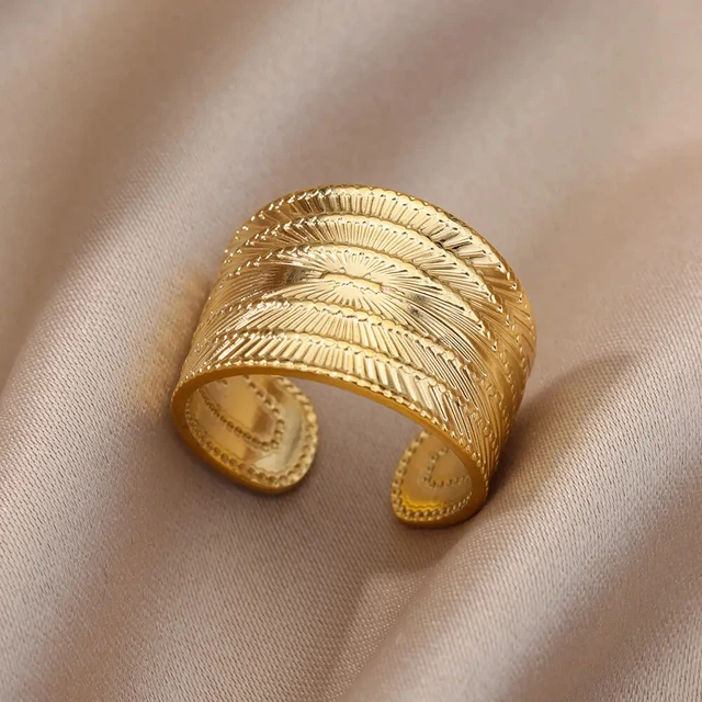 Bagues en acier inoxydable 316L pour femmes, couleur or, anneau ouvert géométrique multicouche, Vintage, étanche, bijoux esthétiques de mariage, cadeau
