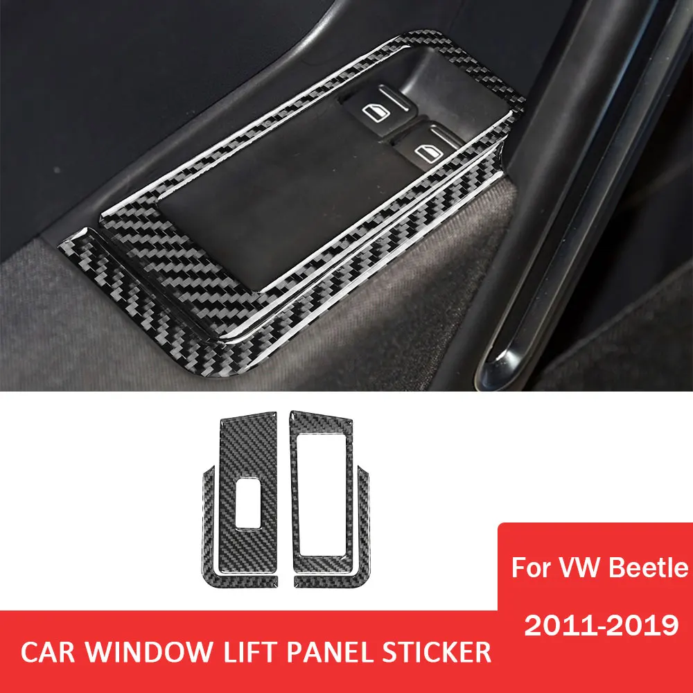 

Наклейка на панель автомобильного стеклоподъемника для Volkswagen VW Beetle 2011-2019, декоративная крышка из углеродного волокна, аксессуары для интерьера автомобиля