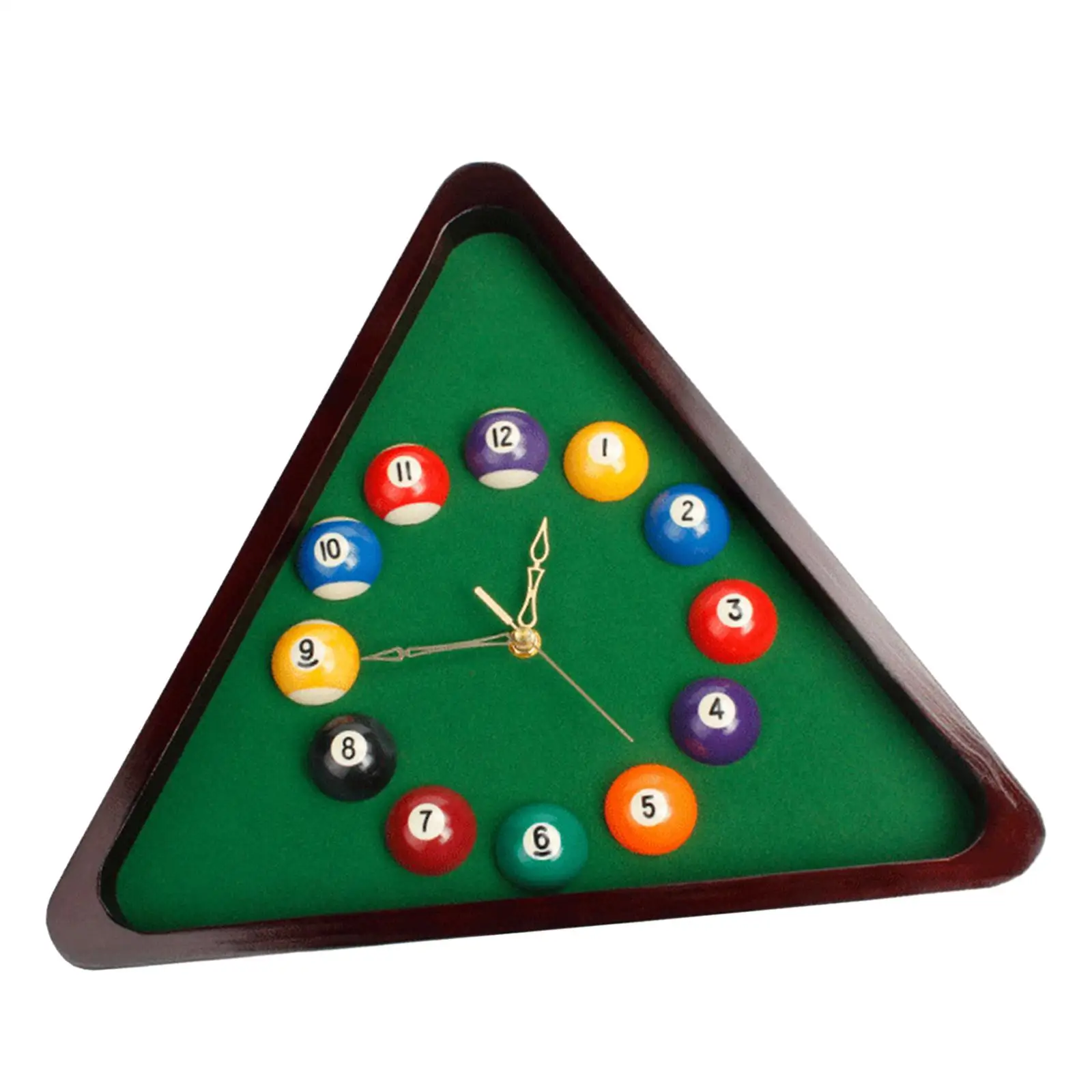 Billiard Pool Ball Triangle Wooden Wall Clock Silent No Wall Decoration