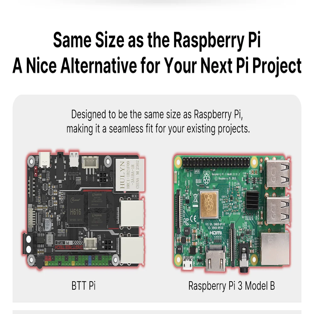 Placa Bigtreetech-btt pi V1.2 64 Bits Quad Core Cortex-a53 Arm vs Framboesa pi Laranja pi Pi4b Mais Cb1 Atualização para Impressora 3d Klipper - Imagem 4