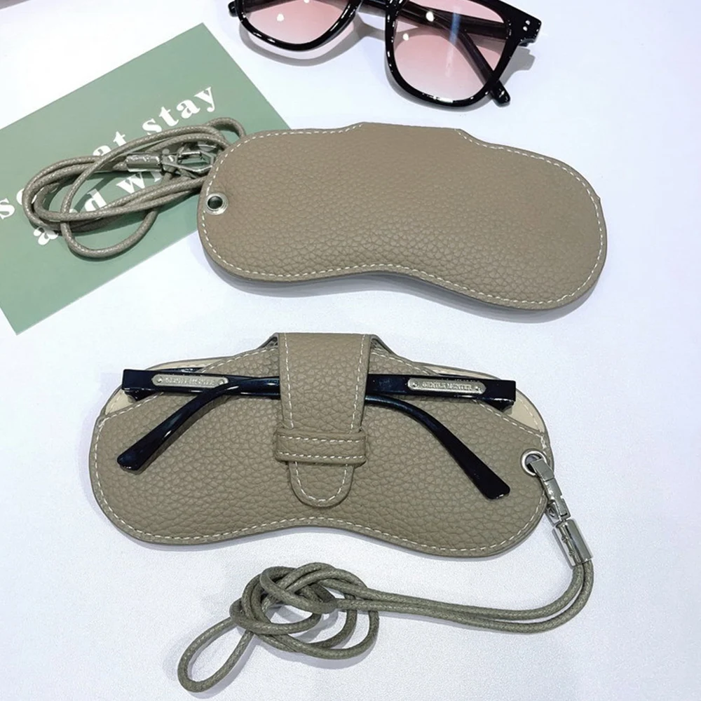 

Cute Hanging PU Leather Sunglasses Eyewear Cover Reading Glasses Storage Bag Portable Travel Eyewear Holder Fashion Eyeglass Bag