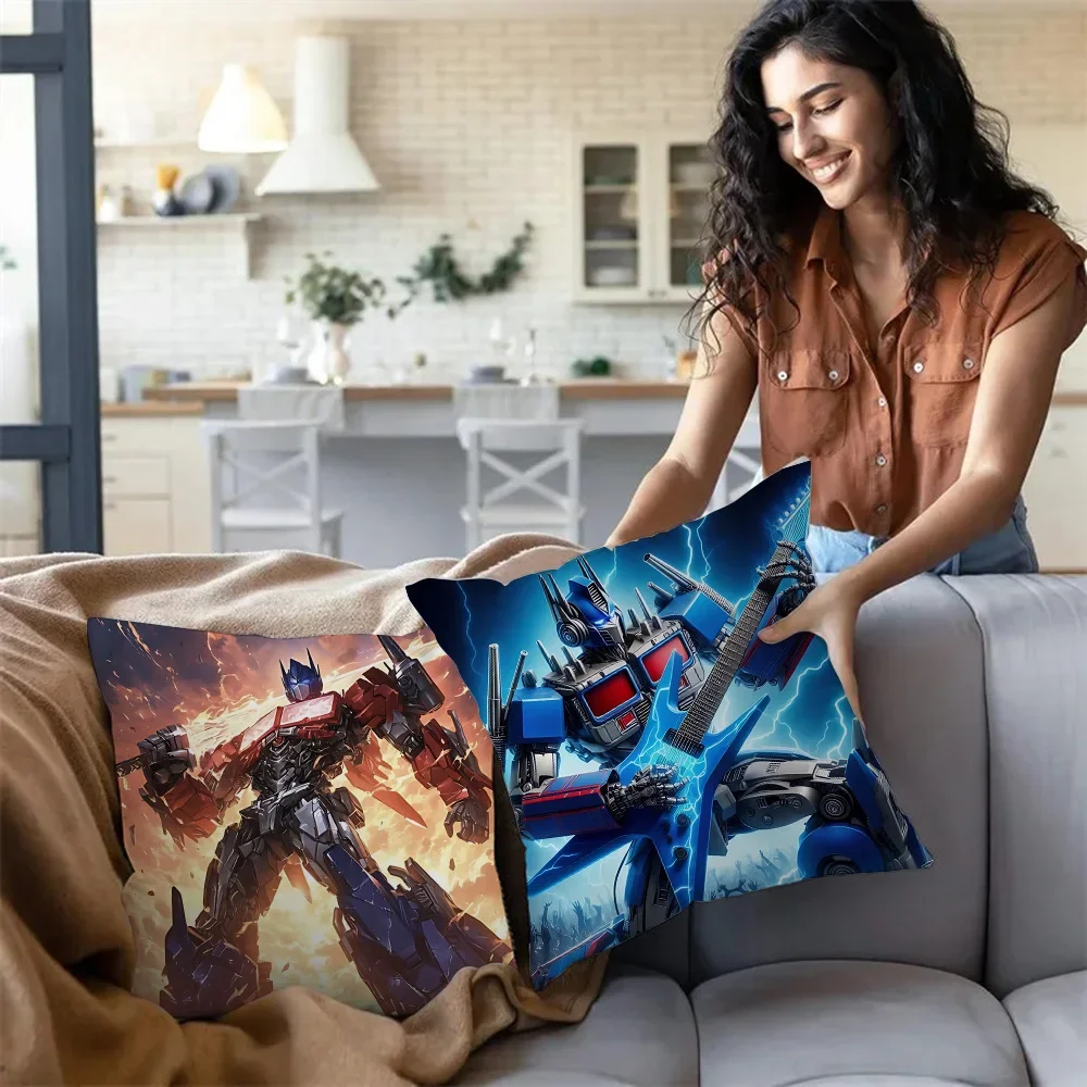 Anime Transformers Autobot Pillow Covers Cartoon Sofa Decorative Home Double-sided Printing Short Plush Cute Cushion Cover