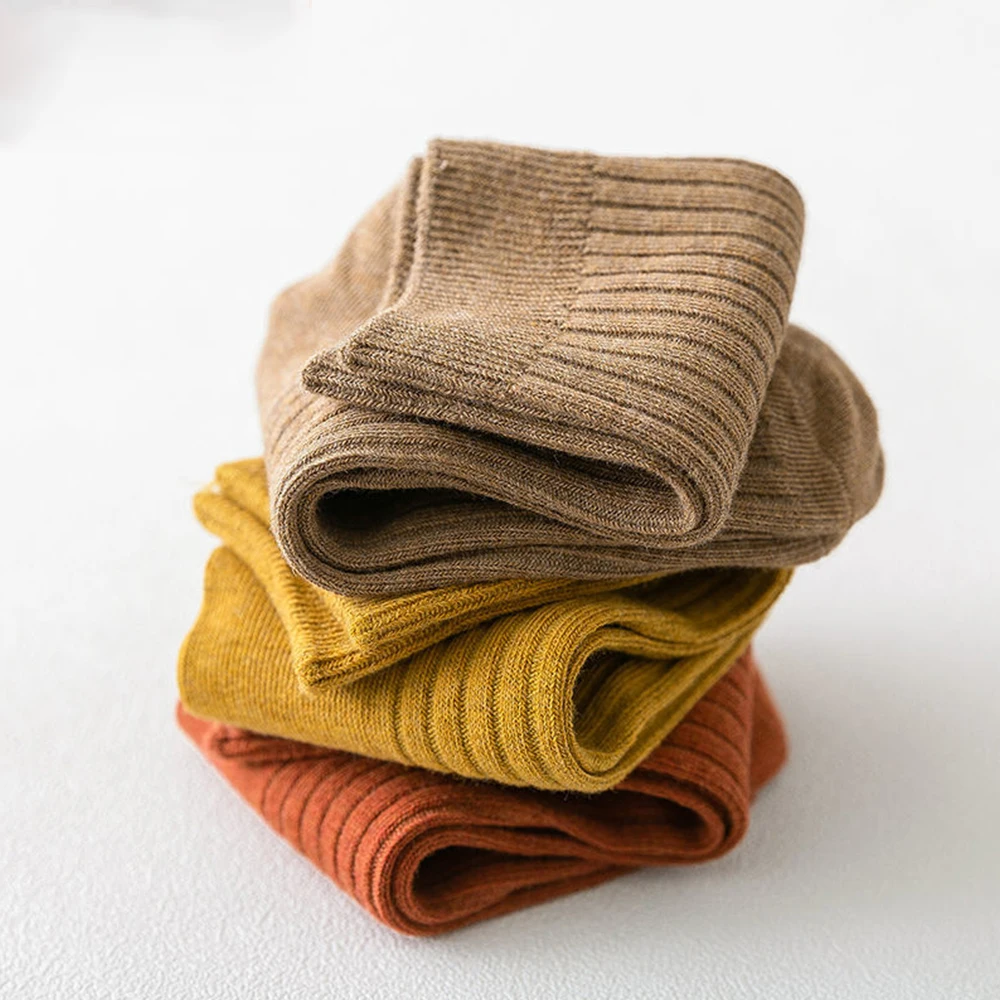 Men Cotton Socks 5Pairs Casual Harajuku Solid Color Comfortable Business Stripe Fun Socks Soft Simple Fashions Sports Sox Gift