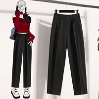 Plus Size Pants For Women Spring Summer 2025 New Korean Fashion High Waist Suit Pants Women Gray Or Black Casual Trousers Female - Image 3