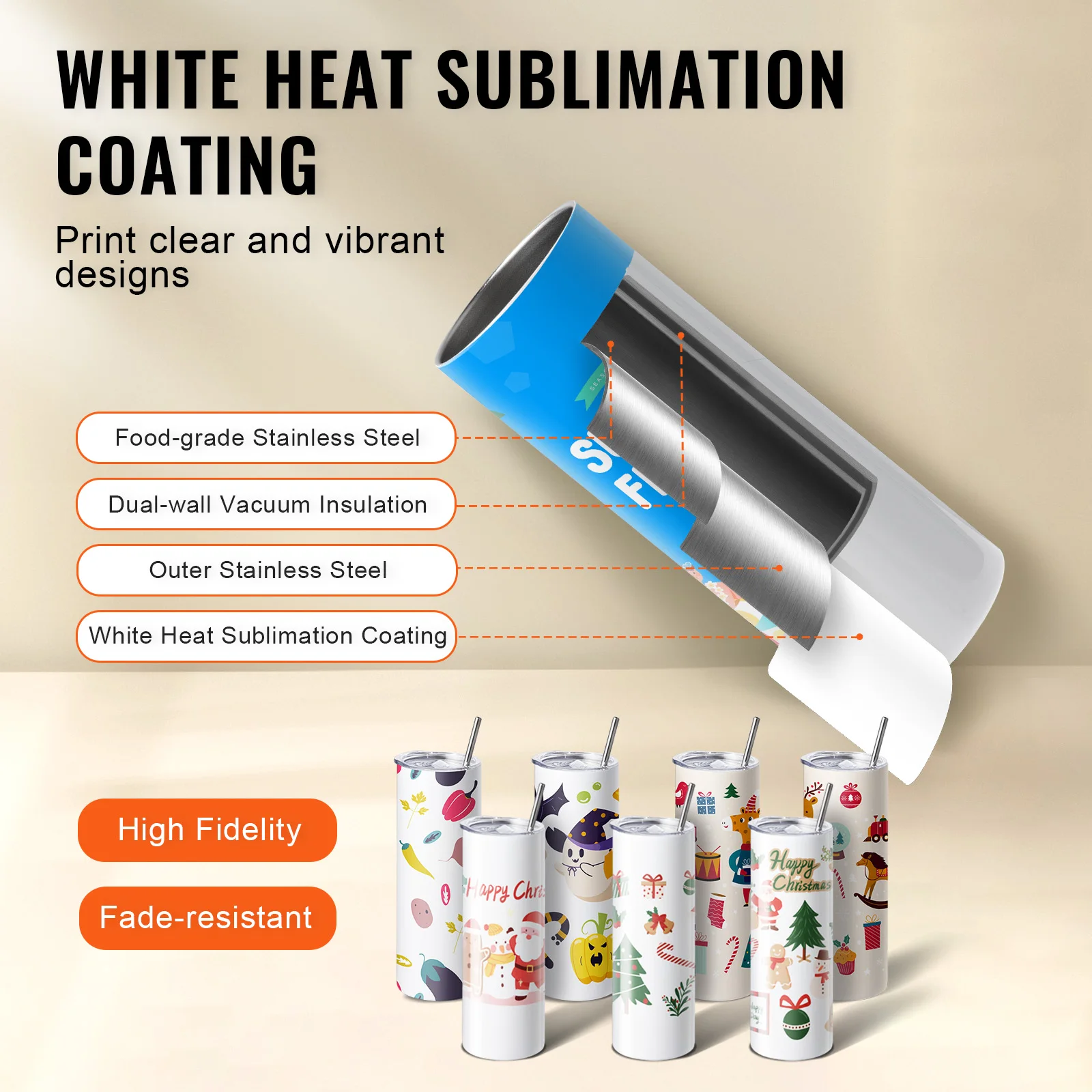 VEVOR Tumbler Heat Press Machine Set with Tumblers