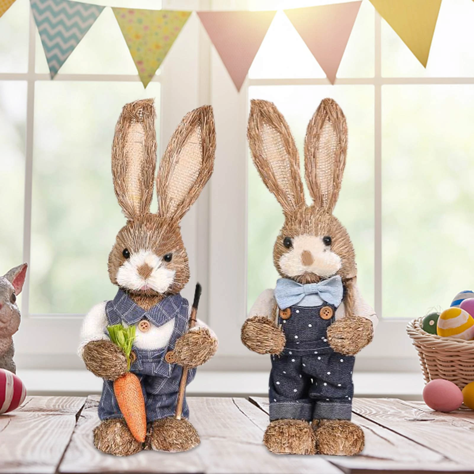 Uitleg Duplicatie Vergoeding Paashaas Decor Stro Cijfers Pasen Geschenken Voor Pasen Decoratie Thuis  Ornamenten Tafel Decor Pasen Bunny Hars Decor Geschenken| | - AliExpress