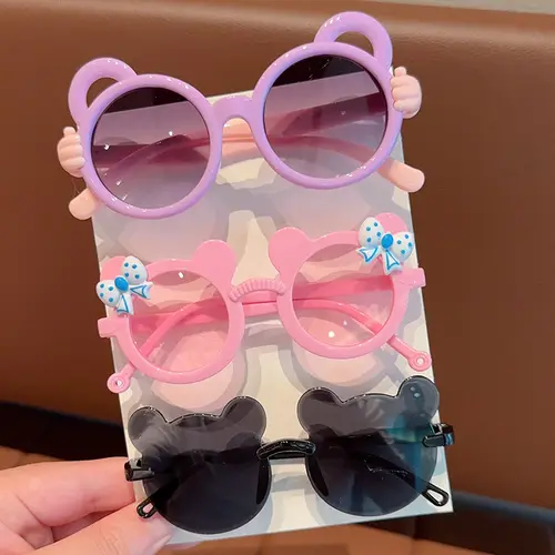 2/3Pcs Boy Girl Cute Bear Frame Bowknot Kids Children Fashion Glasses Eyewear - Image 5
