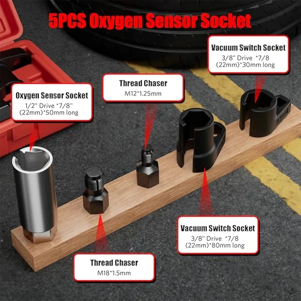 5pcs Oxygen Sensor Socket Kit 5