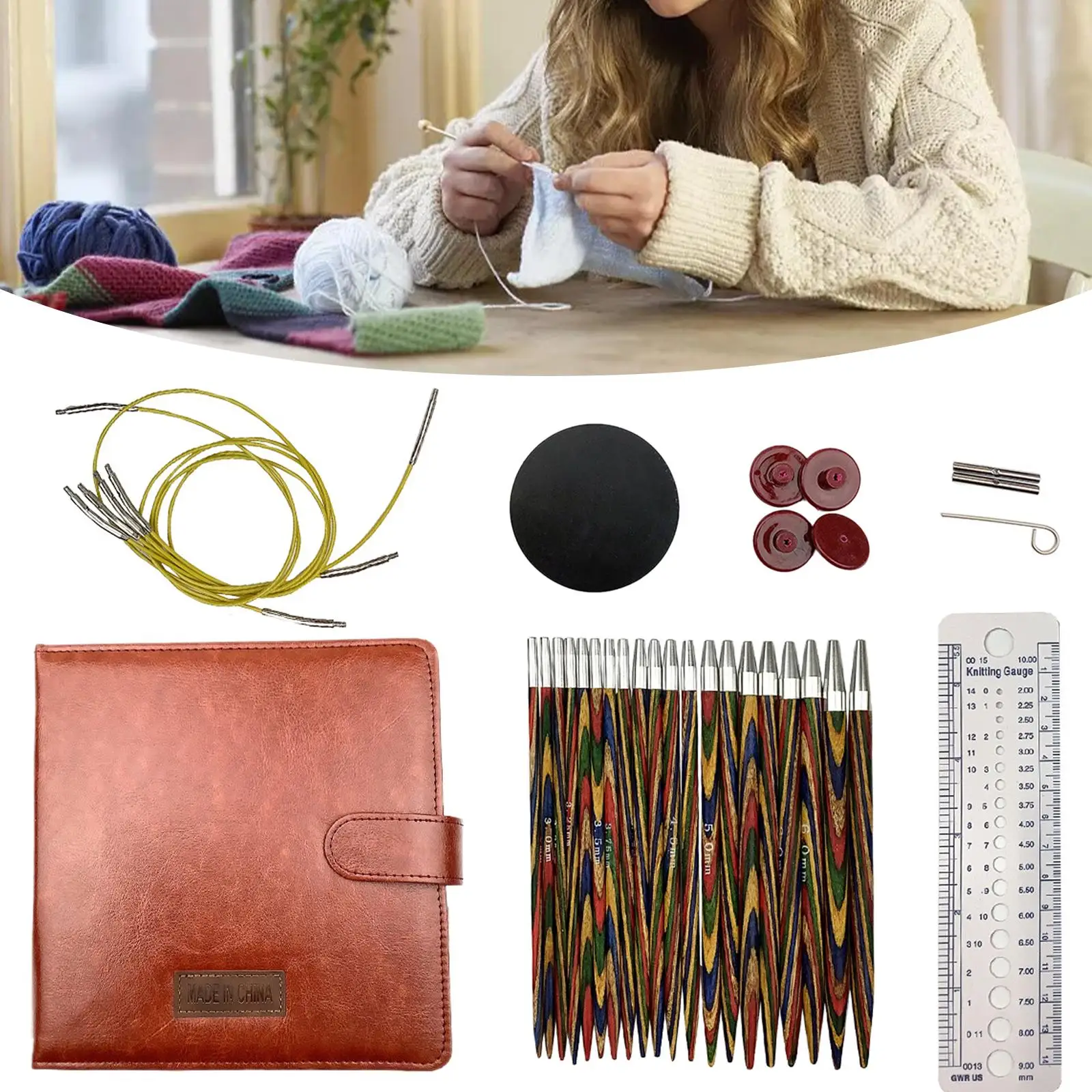 

11.5cm Circular Knitting Needles 10 Sizes/Set Double Pointed Wood Knitting Needle Set