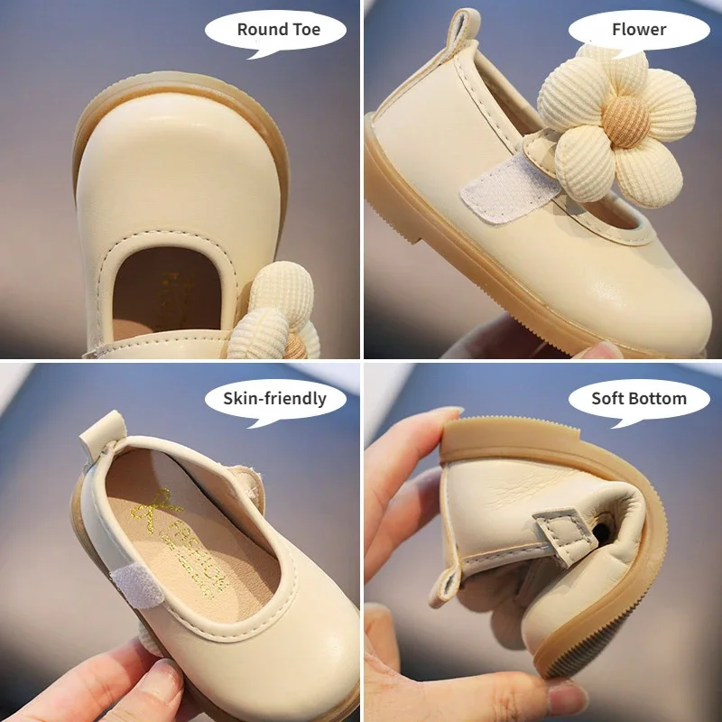 Beautiful Appliques Baby Girl Leather Shoes Spring Autumn Shallow Toddler Party Shoes Child Princess Wedding G07132