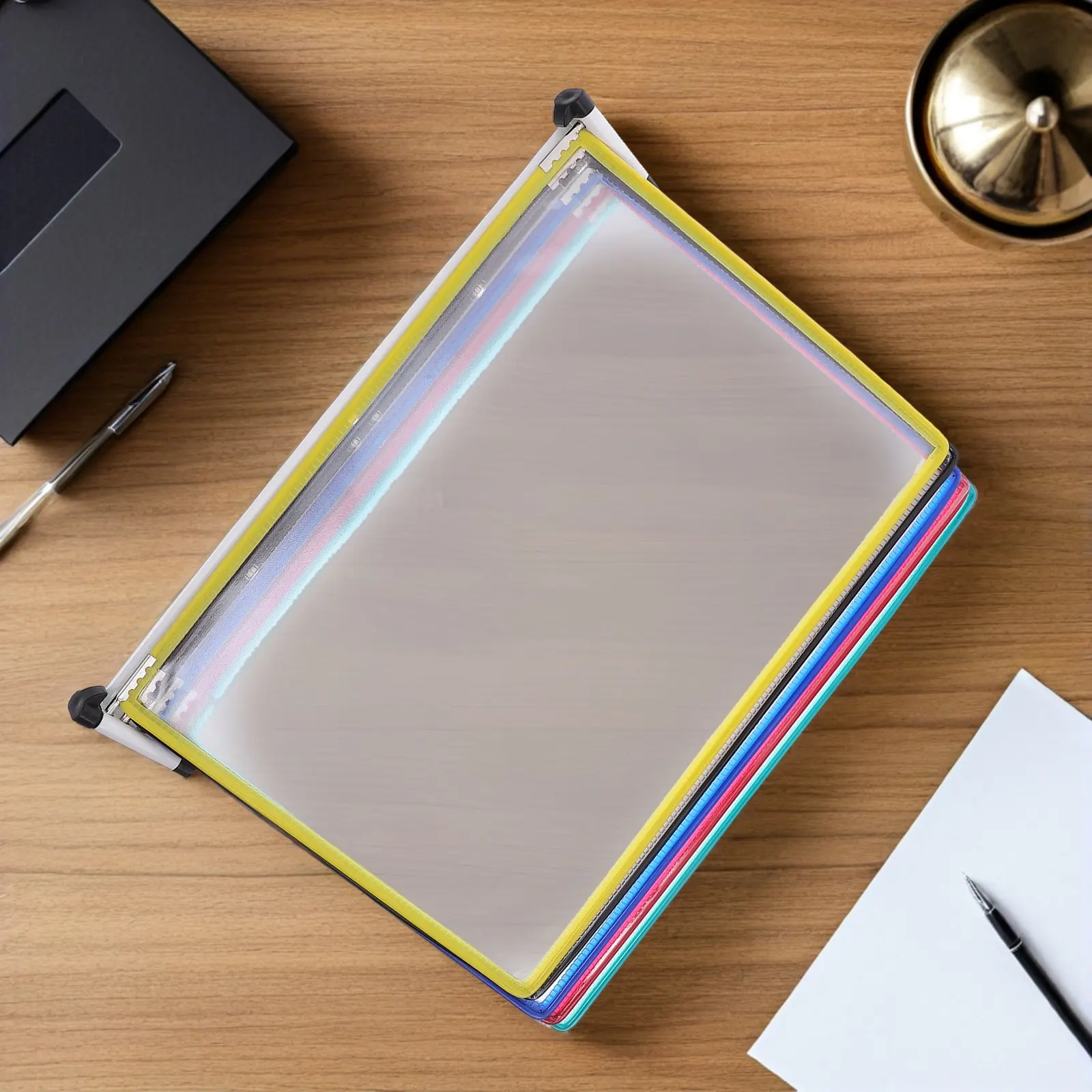 벽걸이형 파일 디스플레이 랙 A4 사이즈 걸이식 문서 정리함 5 패널 플라스틱 사무용 바인더 디스플레이 시스템 사무용 종이