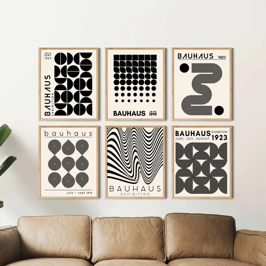 

Abstract Nordic Posters And Prints Black Bauhaus Exhibition Geometric Gallery Wall Art Canvas Painting Living Room Home Decor