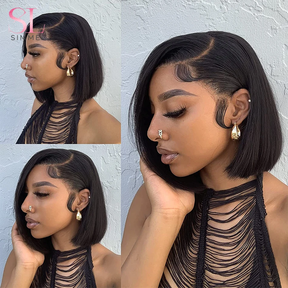 Side Part Bob Wigs Bone Straight Human Hair Wigs For Black